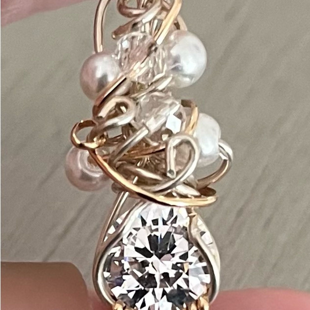 Stunning Sterling Silver and 14k gf Cubic Zirconia Handcrafted Pendant!!